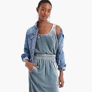 J Crew Sz XS Gray Velvet Top and Skirt 2-Piece Set